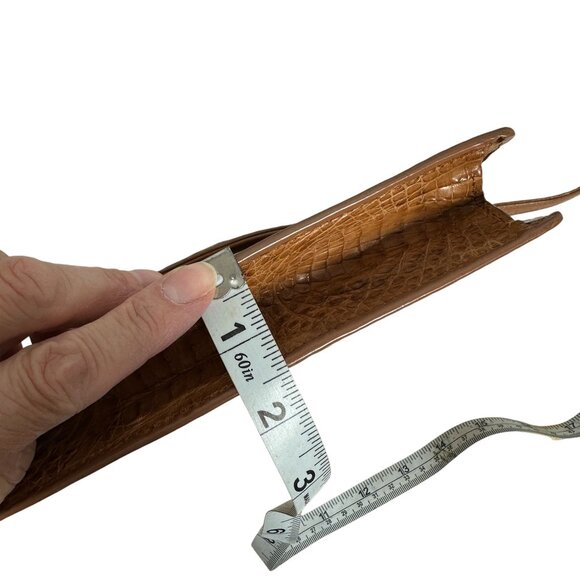 Vintage Eileen Kramer Real Alligator Leather Crossbody Pecan Brown Flap - Picture 15 of 15